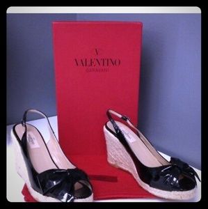 VALENTINO Bow Espadrilles Wedged Black 40